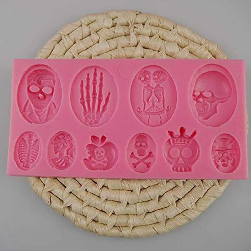 FOYARA Halloween Skull Skeleton Fondant Silicone Cake Decoration Mould Chocolate Mould Sugar Icing Gumpaste Kitchen DIY Baking Tools - Image 2